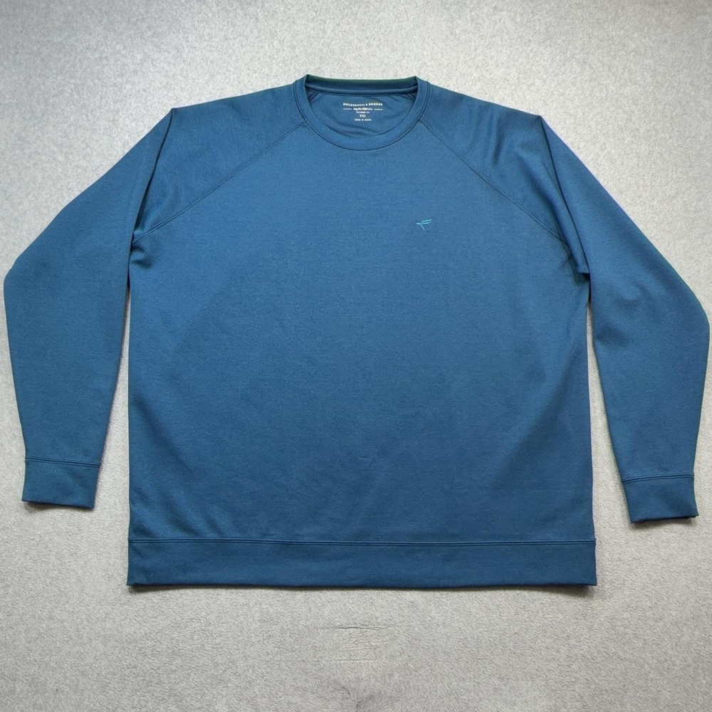 Holderness & Bourne The Betts Sweater Mens XXL Teal Blue Crewneck Stretch Golf